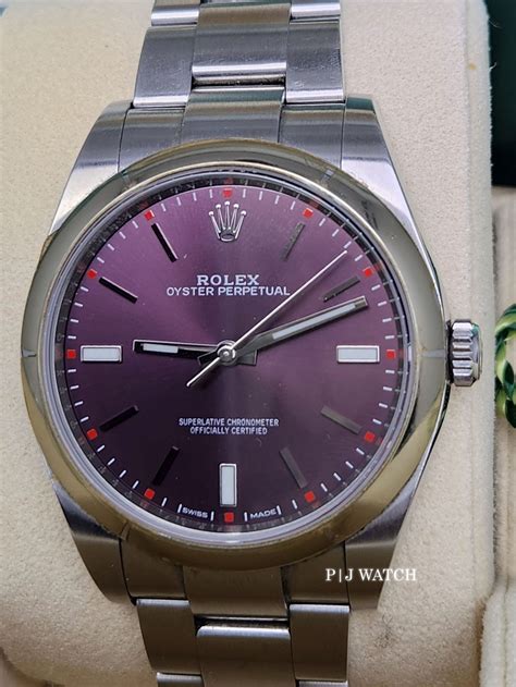 rolex pre owned oyster perpetual grape 39 mm watch|rolex oyster perpetual 39 review.